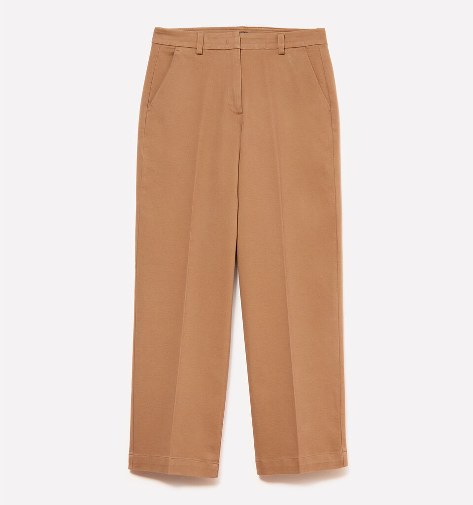 Dark brown high-waisted trousers - women's regular fit trousers - Camel | Sisley image number 1